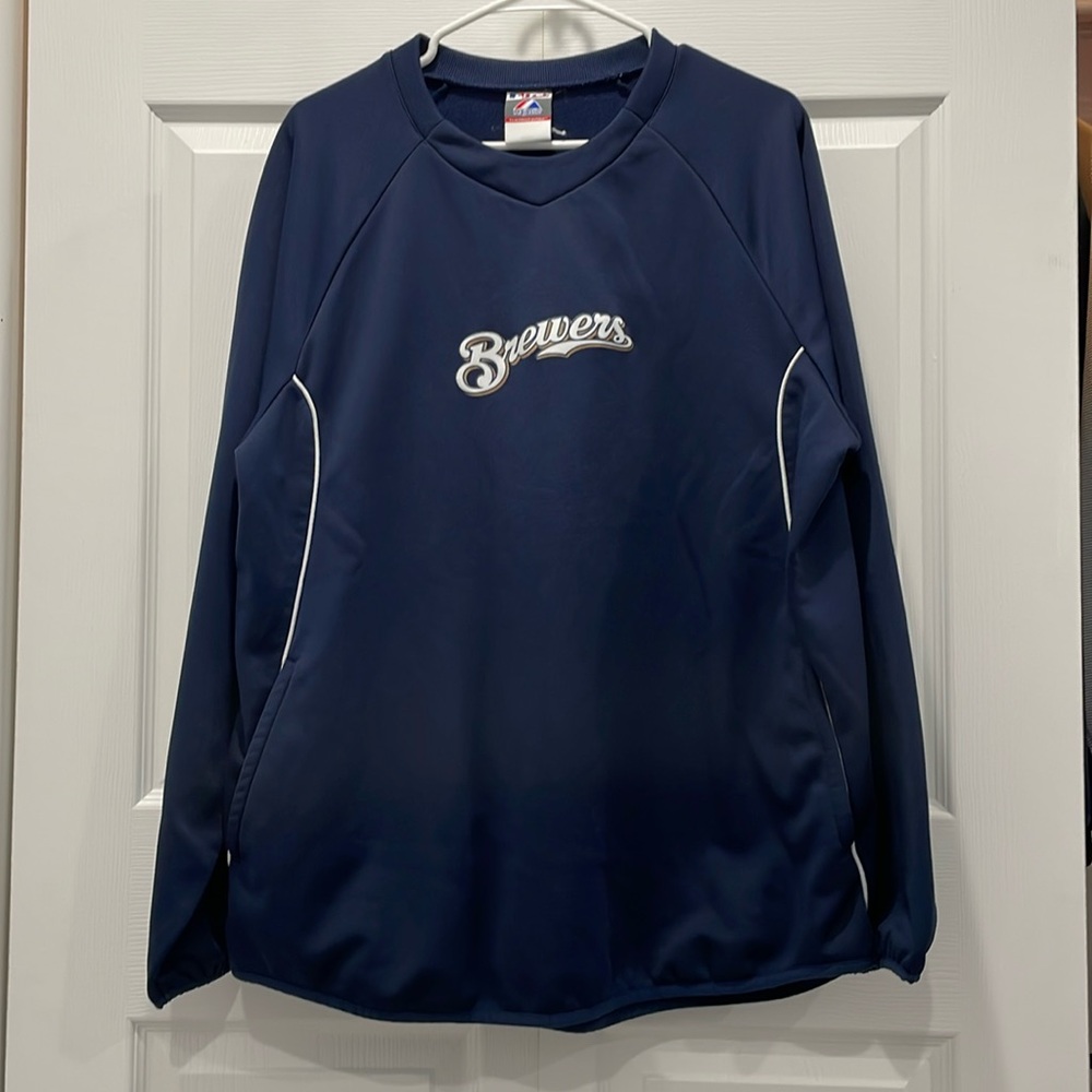 Two Milwaukee Brewers Crew Sweatshirts - Size Large - Both used